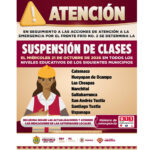 Continúa suspensión de clases en 8 municipios en el sur de Veracruz